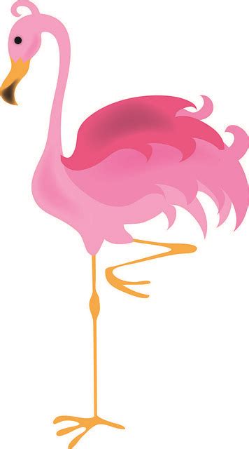 Clip Art Illustration Of Pink Flamingo Standing On One Leg