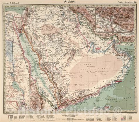 Historic Map Saudi Arabia66 Arabien Arabia 1925 Vintage Wall A