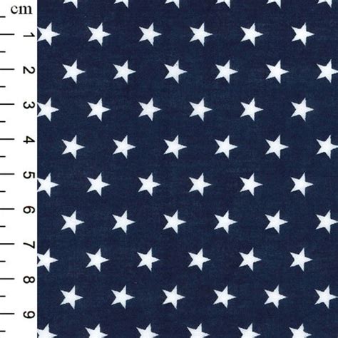 Star Print Fabric Navy Blue And White Stars Polycotton Etsy