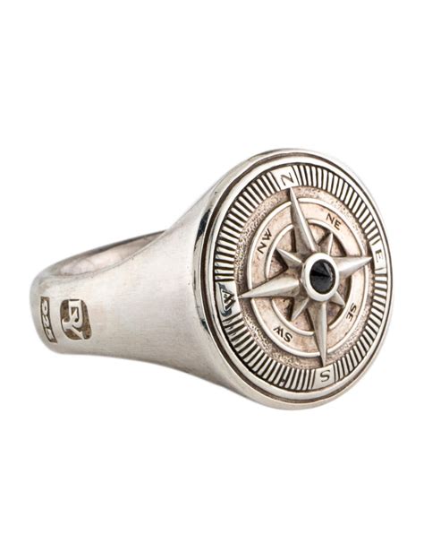 David Yurman Diamond Maritime Compass Signet Ring Sterling Silver