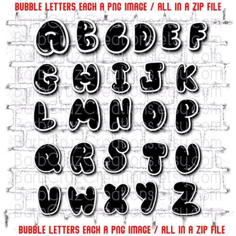 Bubble Font Images Fat Graffiti Letters Airbrush Alphabet Etsy