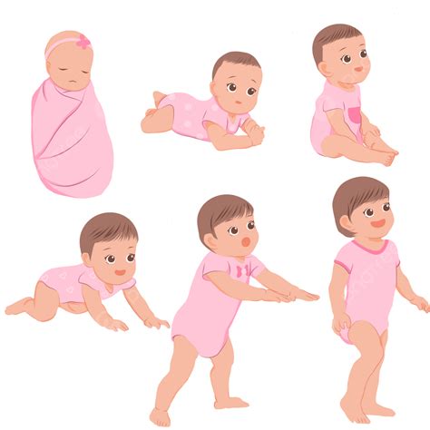 Baby Mädchen Entwicklung Meilensteine Wachstum Clipart Png Psd Süßes
