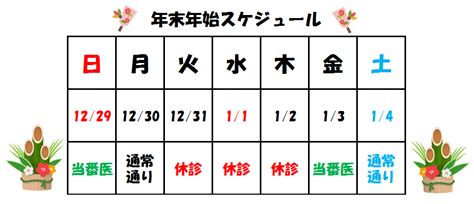 年末年始の診療予定！｜日置市の医療・介護 医療法人 健誠会