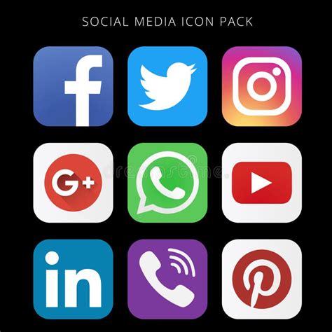 Collection Of Social Media Icons And Logos Editorial Photography
