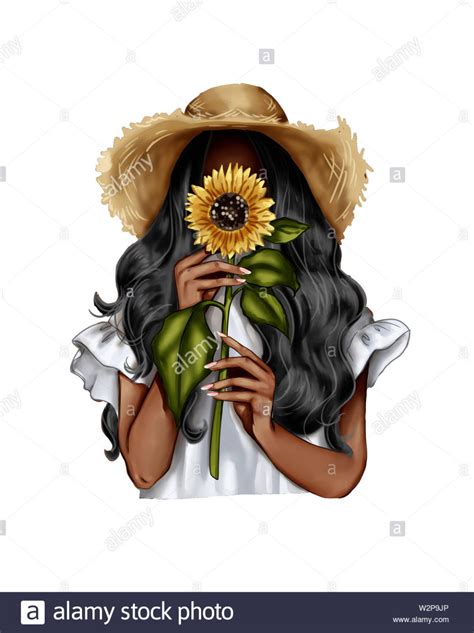 Download This Stock Image Portrait Of Girl Holding Sunflower W2p9jp