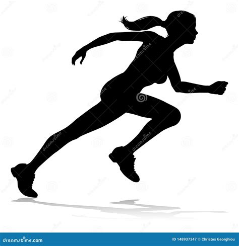Runner Racing Track And Field Silhouette Stock Vector Illustration Of