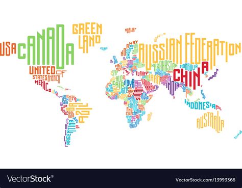 World Map Made Typographic Country Names Vector Image