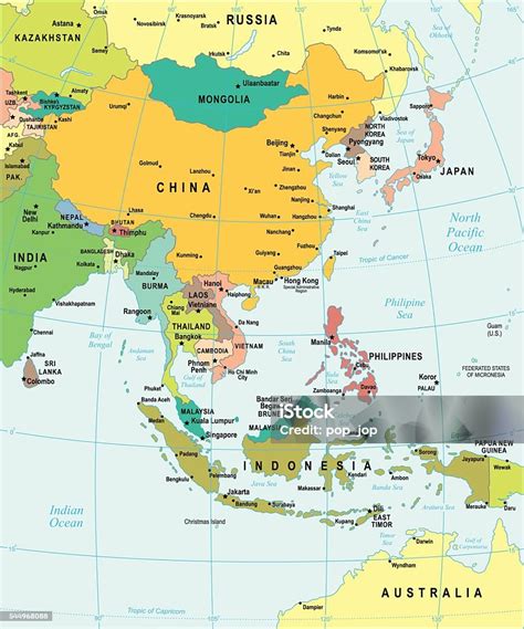 Vetores De Ásia Leste Mapailustração E Mais Imagens De China China