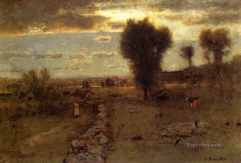 The Clouded Sun Tonalist George Inness Painting In Oil For Sale