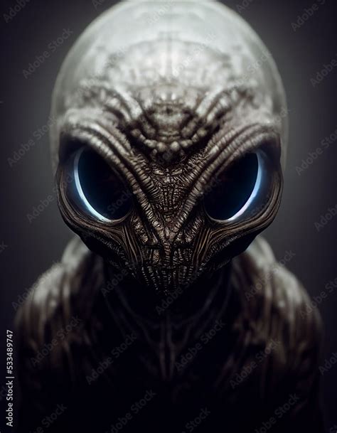 unusual reptilian alien with big almond shaped eyes 3d concept art illustration stunning