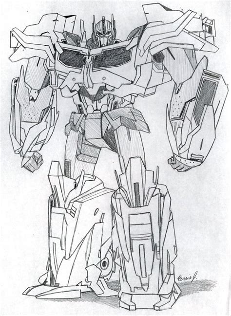 Optimus Prime Full Body Sketch By PDJ