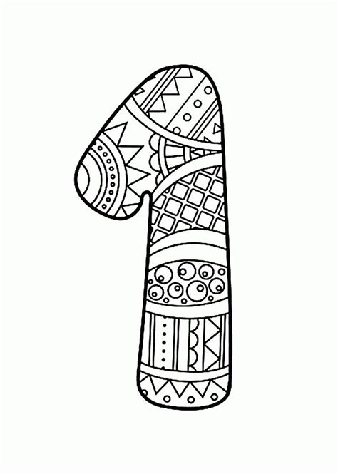 Pattern Number 1 coloring pages for kids, counting numbers printables free - Wuppsy.com in 2020