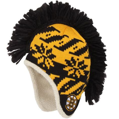 Mens Boston Bruins Reebok Black Mohawk Knit Hat Knitted Hats Boston