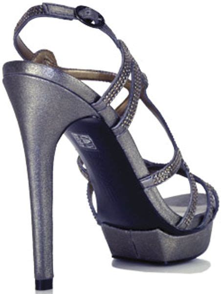 pelle moda flirt metallic leather rhinestone platform sandal in gray pewter lyst