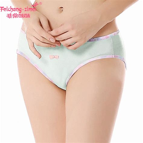 Free Shipping Feichangzimei Girl Panties White Green Pink Cotton Solid