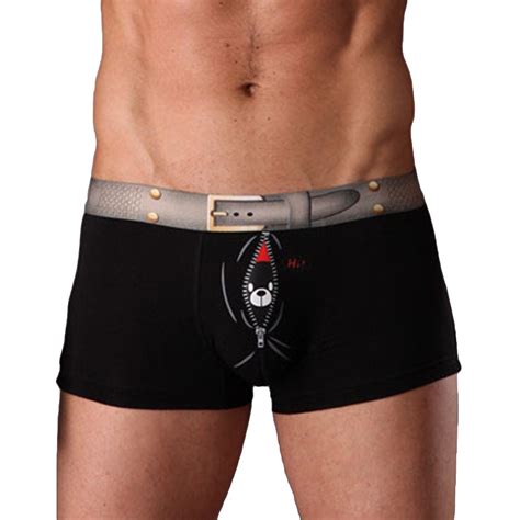 Men Cartoon Underwear Trunks Breathable Bulge Pouch Waist Boxer Briefs