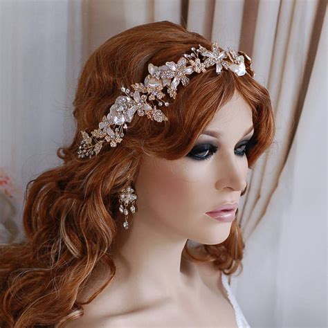 Blush Champagne Or Silver Bridal Headpiece Vine Hair Wreath Etsy