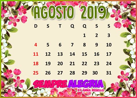 Calendario Agosto 2019 Paraimprimirgratis Com