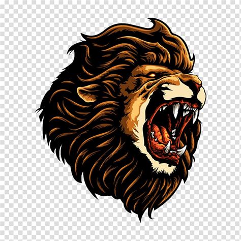 Brown Lion Illustration Lion Drawing Ferocious Lion Head Side