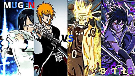 Ichigo And Uryu Vs Naruto And Sasuke Bleach Vs Naruto Jus Mugen