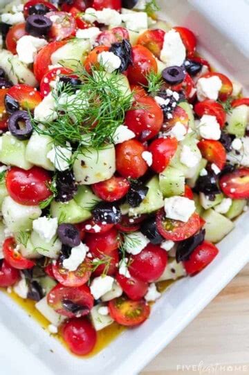 Cucumber Tomato Feta Salad With Olives Dill Fivehearthome
