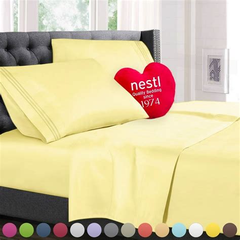 Nestl Bedding Premium 1800 Deep Pocket 4 Piece Bed Sheet Set Hotel