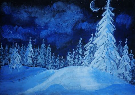 45 Snowy Winter Night Scenes Wallpaper On Wallpapersafari