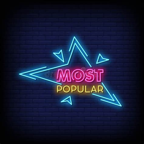 Most Popular Neon Signs Style Text Vector Stock Vector Illustration