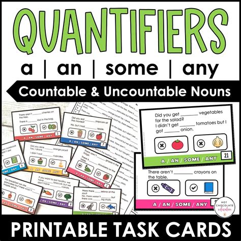 Quantifier Practice Cards For Countable And Uncountable Nouns Hot