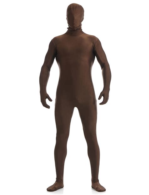 deep brown zentai suit adults morph suit full body lycra spandex bodysuit for men