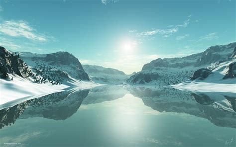 Ice Blue Landscapes Seasons Artwork Lakes 3d Icy Wallpaper