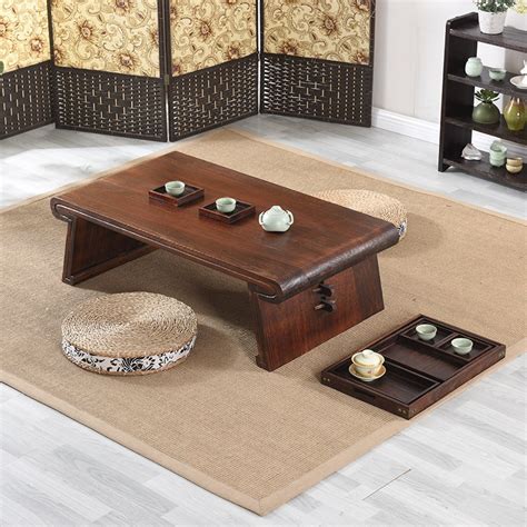 Wooden Asian Japanesechinese Low Tea Table Rectangle Living Room