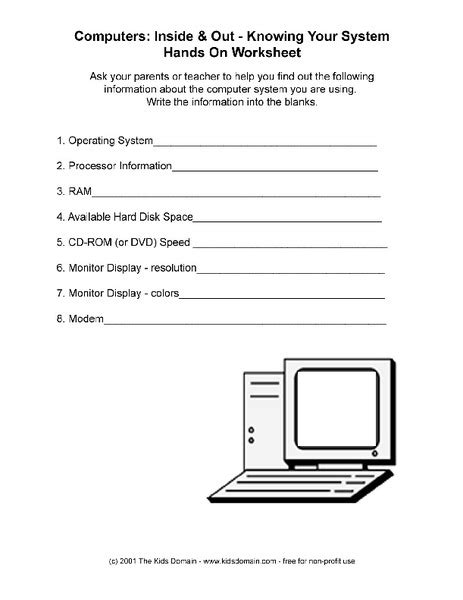 Knowing Your Computer Worksheet For 6th 8th Grade Lesson Planet