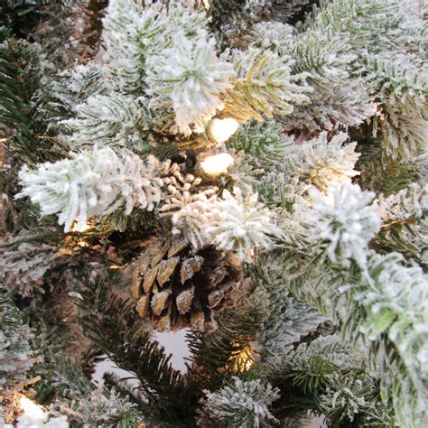 75 Flocked Slim Colorado Spruce Pre Lit Christmas Tree Pier1