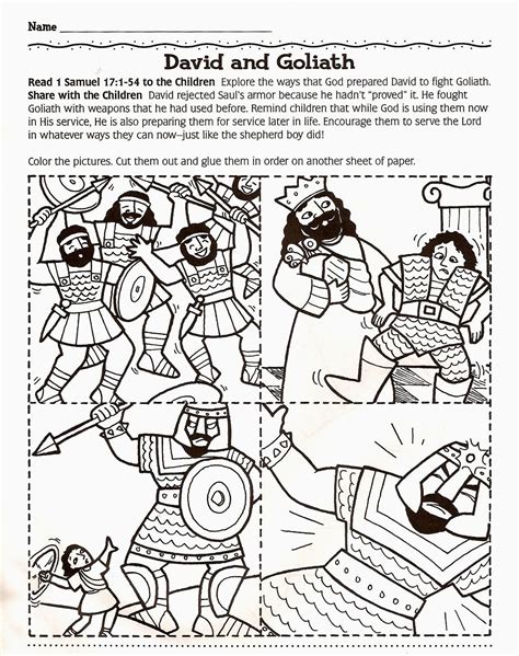 David And Goliath Worksheets Kindergarten Bible Crafts Preschool