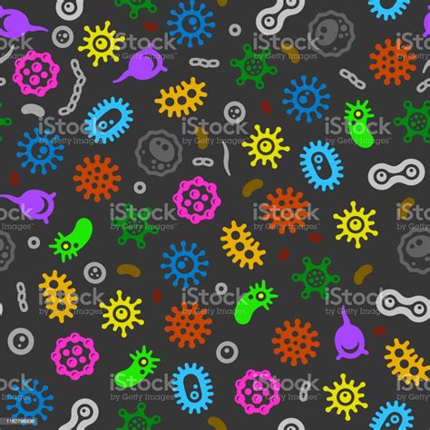 Bacteria And Virus Microbe Seamless Pattern Vector Color Background