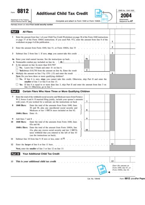 Irs Printable Tax Form 8812 With Instructions Printable Forms Free Online