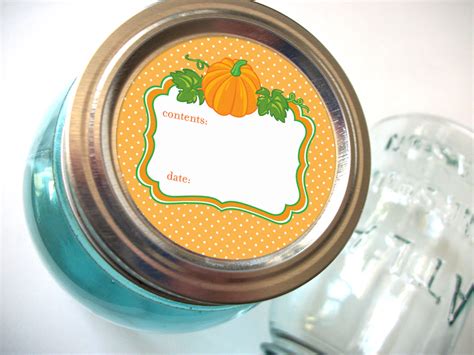 Colorful Adhesive Canning Jar Labels Pumpkin Canning Jar Label