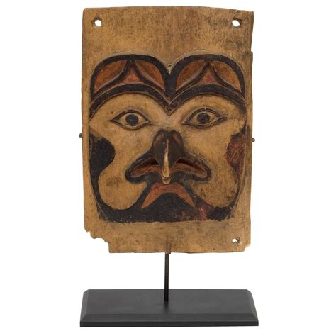 Antique Northwest Coast Carved Frontlet Tlingittsimshian Late 19th