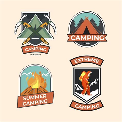 Colección de insignias de camping vintage Vector Gratis