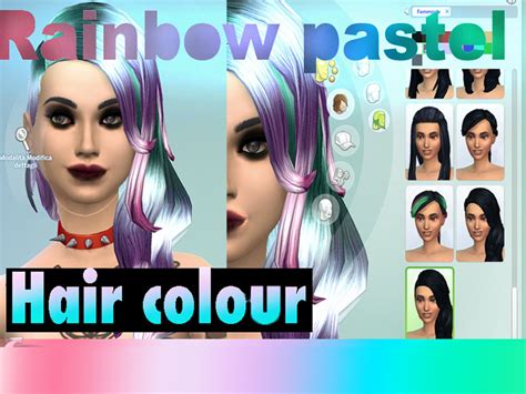 The Sims Resource Rainbow Pastel Hair