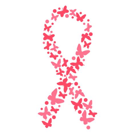 Breast Cancer Ribbon With Butterflies Transparent Png