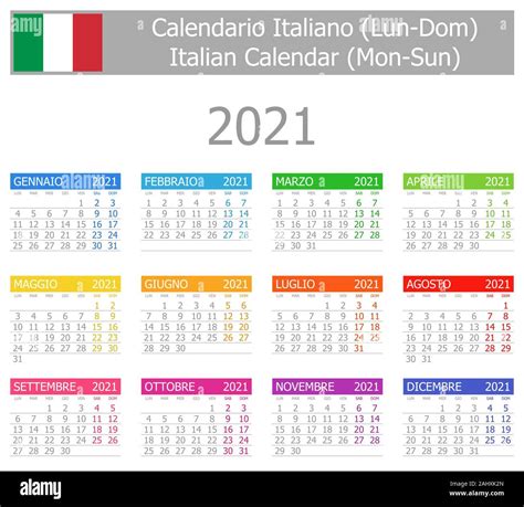 Calendario 2021 Italiano Stock Vector Images Alamy