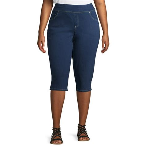 Terra And Sky Terra And Sky Plus Size Stretch Pull On Denim Capris