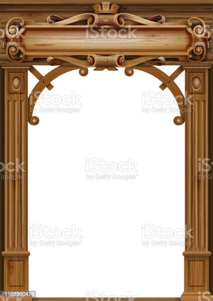 Antique Wooden Arch With Door Carvings Stock Illustration Download Image Now Wood Material