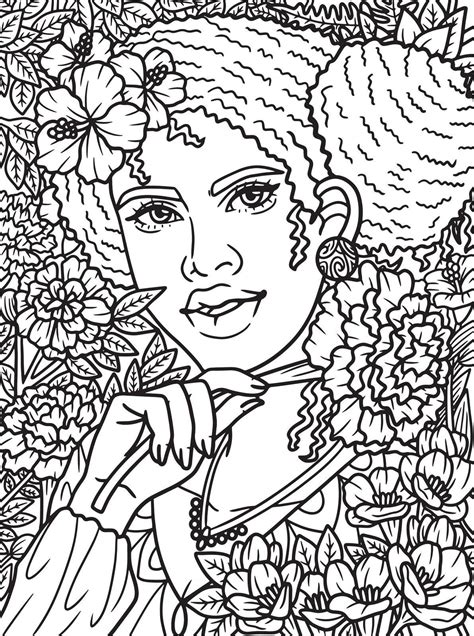 Lovely Afro American Girl Coloring Page For Kids Stock Image