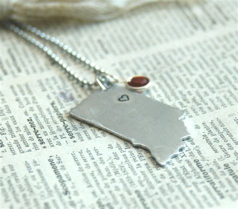 Personalized State Necklace Hand Stamped With Heart And Etsy