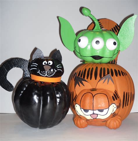 Garfield Black Cat And Toy Story Alien Pumpkins Halloween Clay
