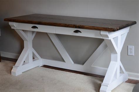 Solid Wood Modern Farmhouse Trestle Desk Handcrafted Custom Etsy