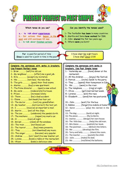 Present Perfect Vs Past Simple English Esl Worksheets Pdf Doc